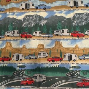2 yards 45" Fabric United States National Parks RV Camping Adventure VTG